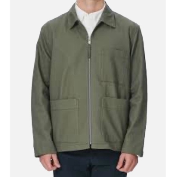 Club Monaco Men’s Utility Jacket Zip Up Olive Green Size Large Pockets Cotton - Picture 1 of 7